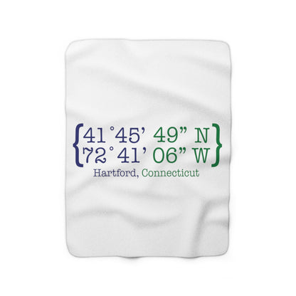 Hartford Coordinates Sherpa Fleece Blanket  Proceeds help grow Finding Connecticut's website and brand.   Click here to return to our home page.