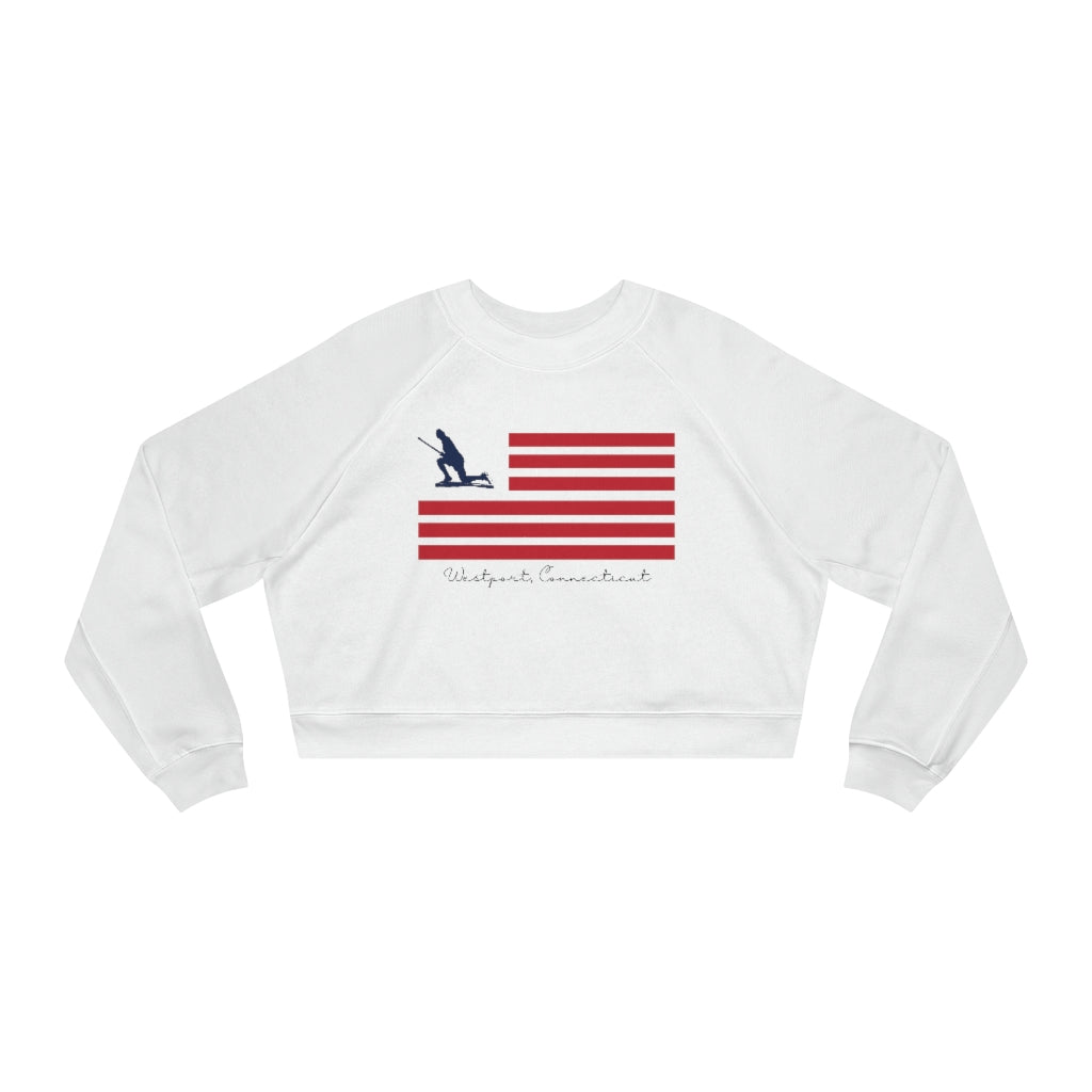 Westport connecticut sweatshirt. Minuteman Flag Women's Cropped Fleece Pullover