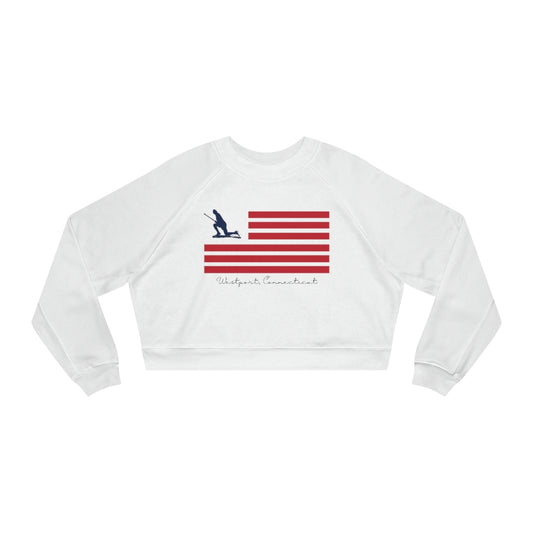 Westport connecticut sweatshirt. Minuteman Flag Women's Cropped Fleece Pullover