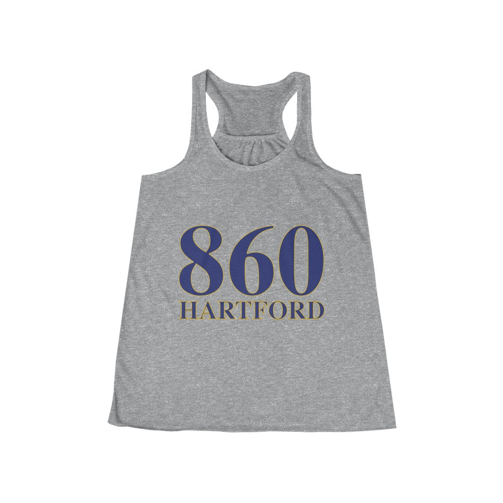 860 Hartford Women's Flowy Racerback Tank 860 Hartford Collection. Inspired by the Connecticut flag and the 860! Show off for your pride for Connecticut and Hartford!   Proceeds of this collection go to help build Finding Connecticut’s website and brand. • Free USA shipping   Click here to go to our home page