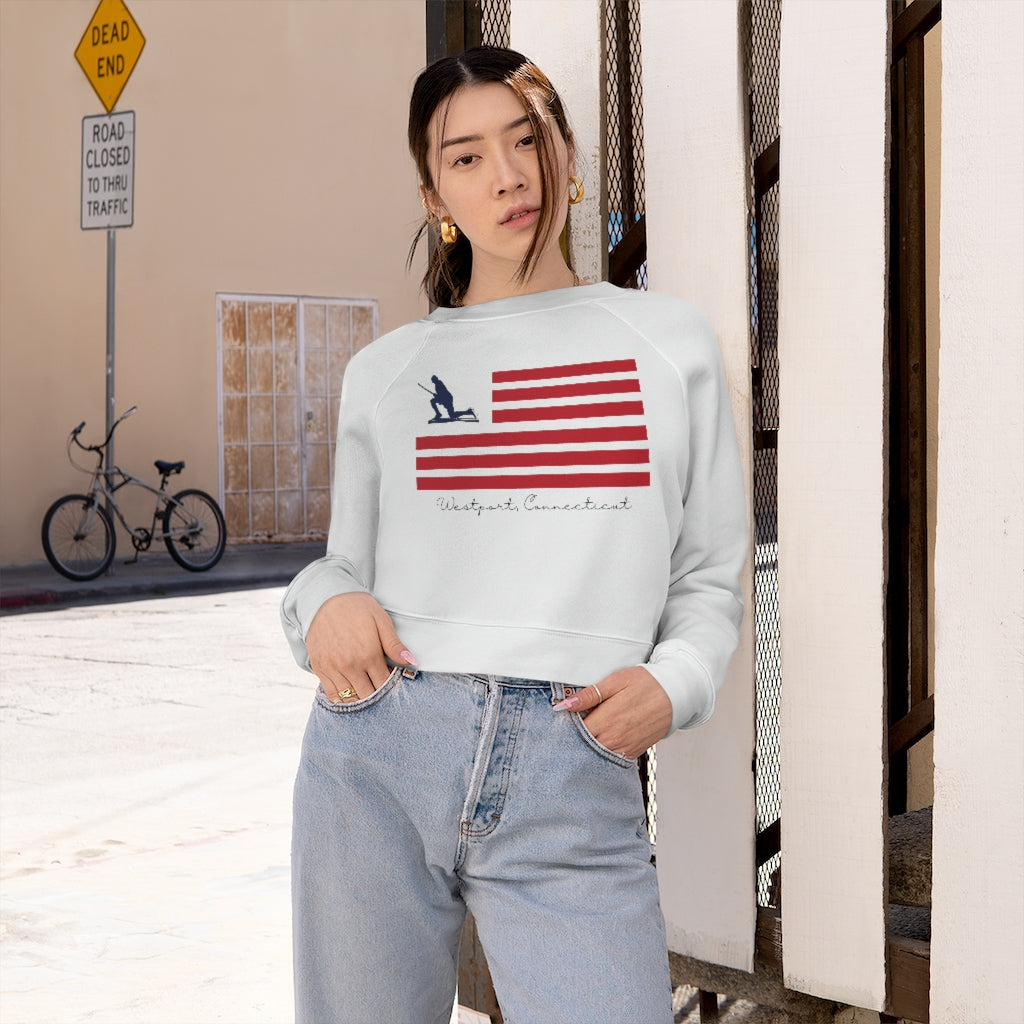 Minuteman Flag Women's Cropped Fleece Pullover