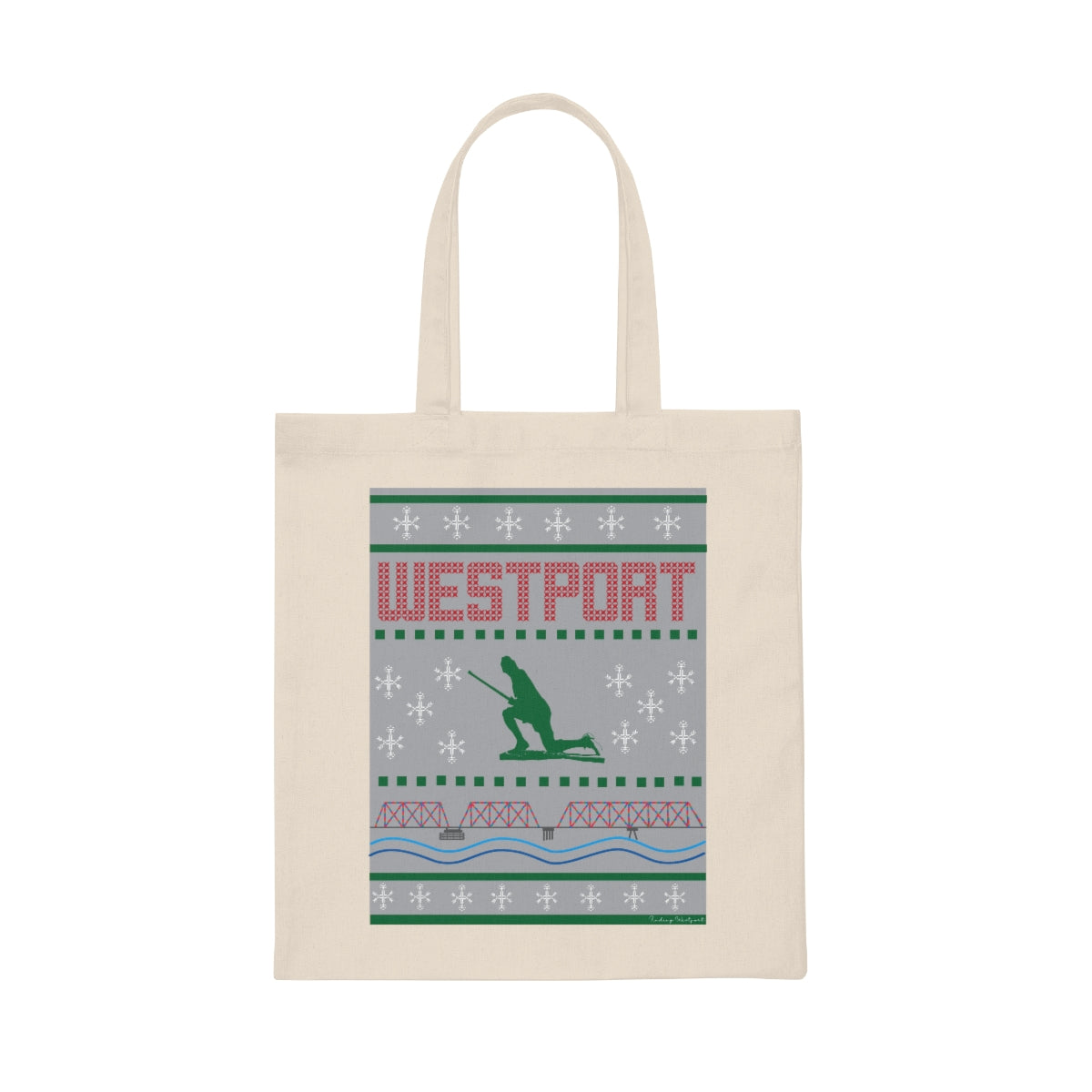 westport ct / connecticut ugly christmas sweater tote bag