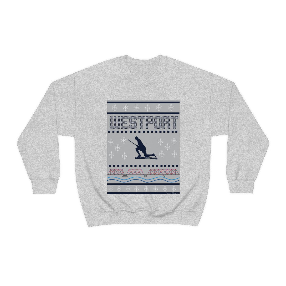 Westport Ugly Holiday Blue / White  Unisex Heavy Blend™ Crewneck Sweatshirt