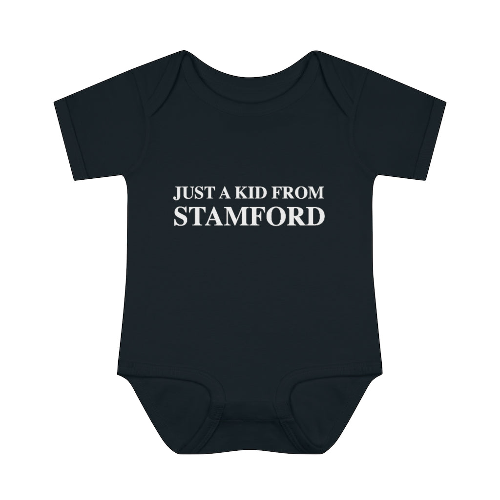 Just a kid from Stamford Infant Baby Rib Bodysuit