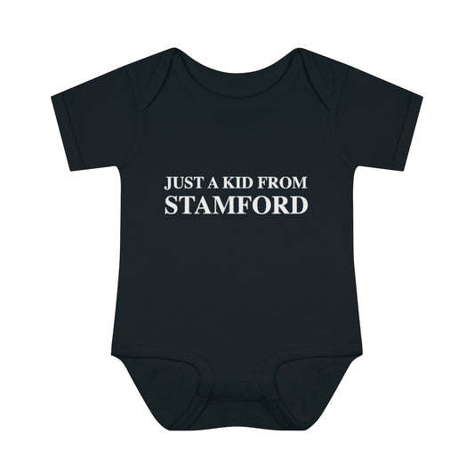 Just a kid from Stamford Infant Baby Rib Bodysuit