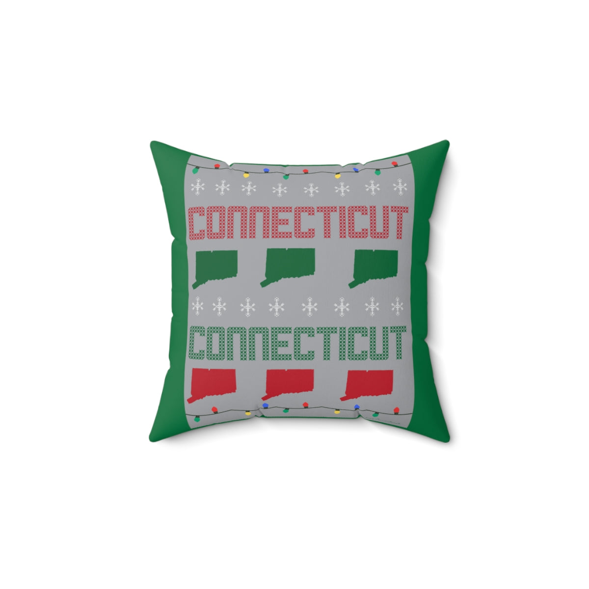 Connecticut Ugly Holiday Spun Polyester Square Pillow