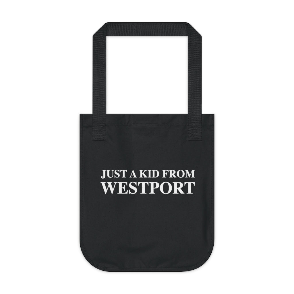 Just a kid from Westport Organic Canvas Tote Bag