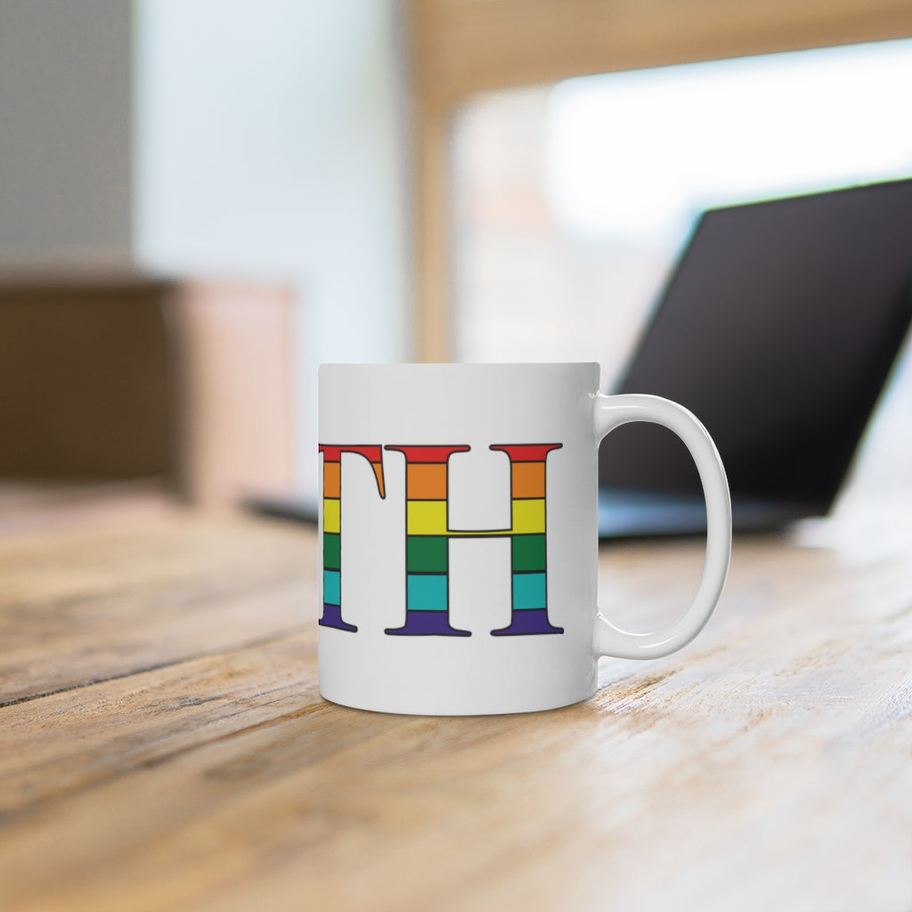 Bath Rainbow White Ceramic Mug