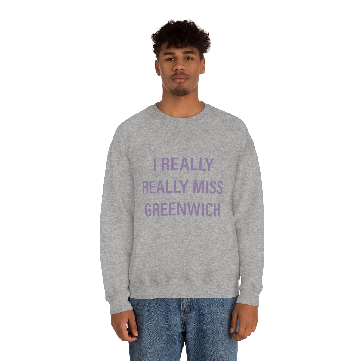 I Really Really Miss Greenwich Unisex Heavy Blend™ Crewneck Sweatshirt - Purple Print