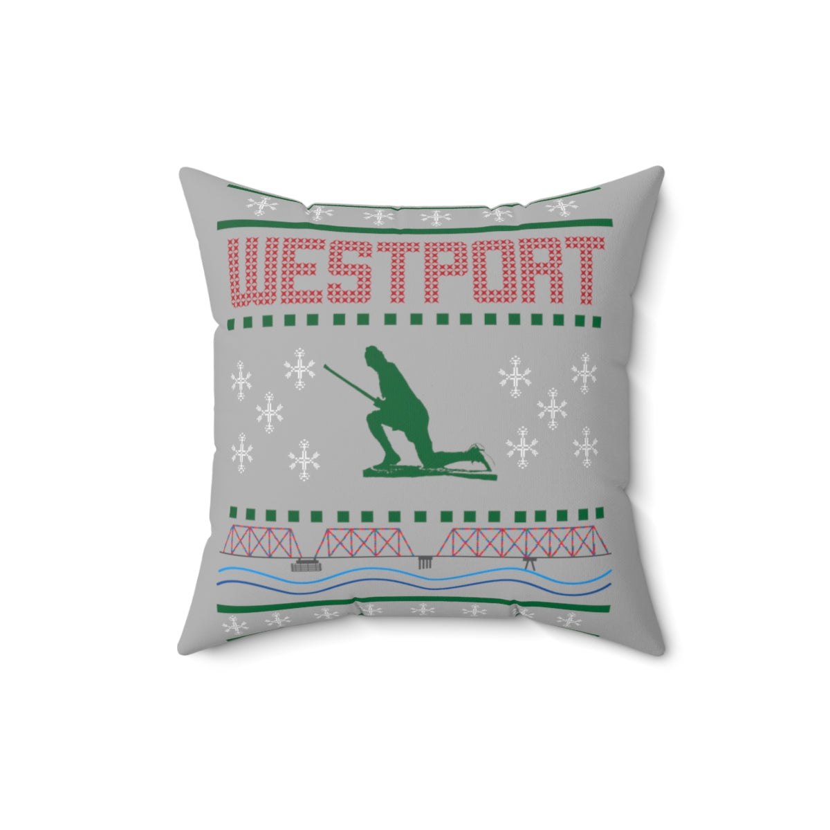 Westport Ugly Holiday Sweater Red / Green Spun Polyester Square Pillow