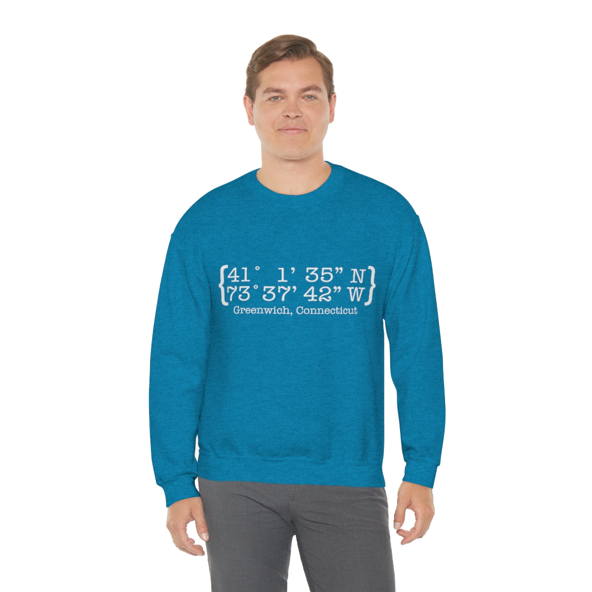 Greenwich Coordinates Unisex Heavy Blend™ Crewneck Sweatshirt - White Print