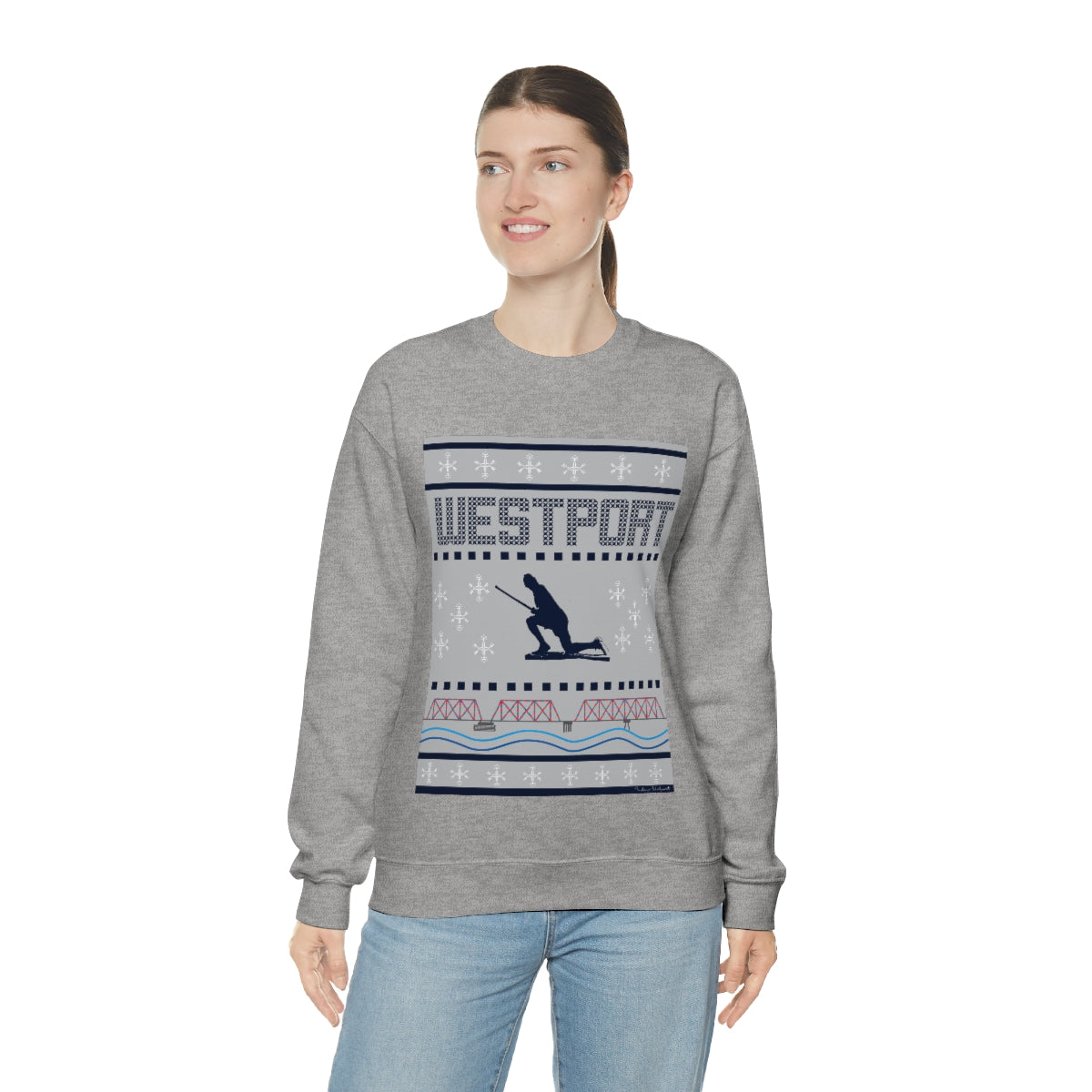 Westport Ugly Holiday Blue / White  Unisex Heavy Blend™ Crewneck Sweatshirt