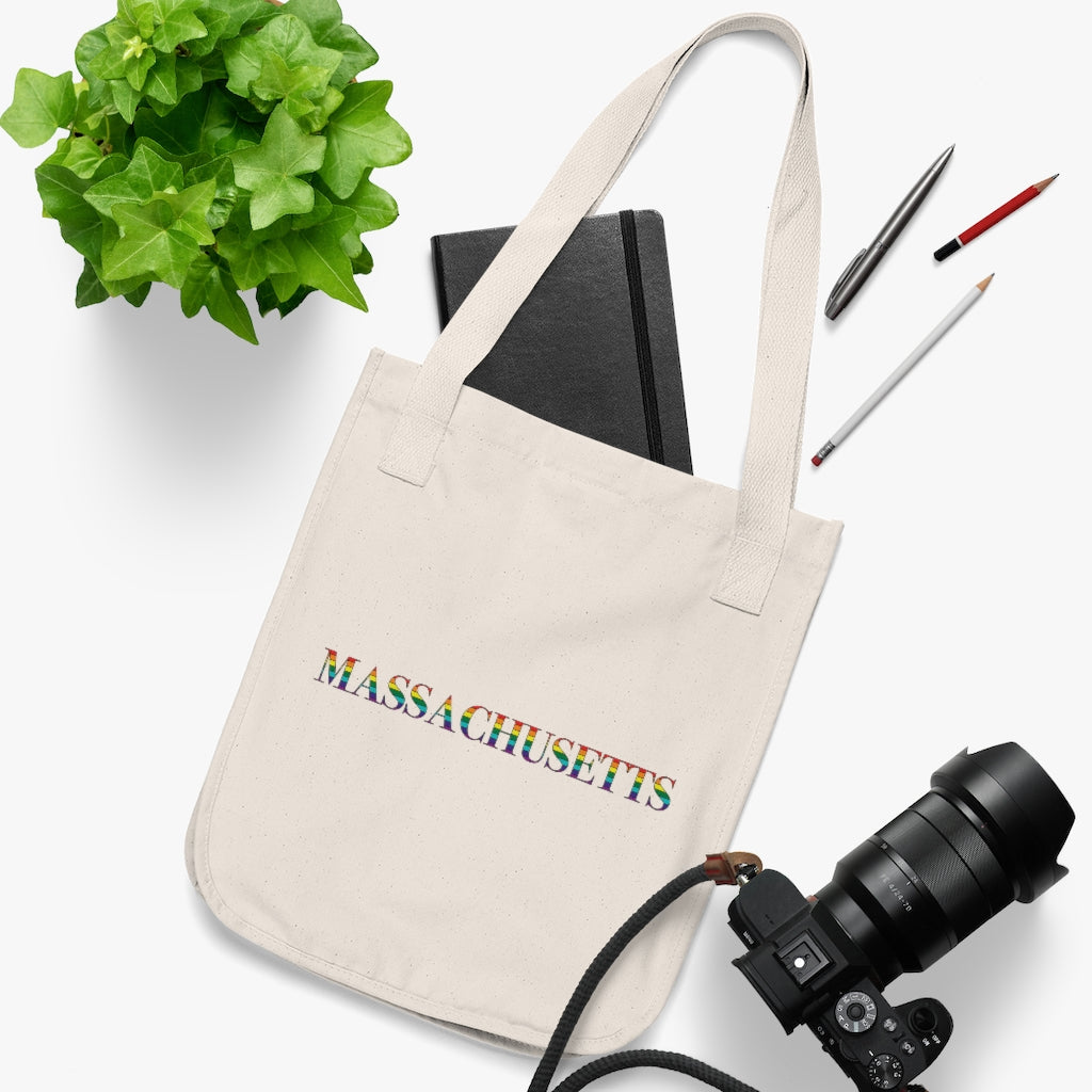 Massachusetts Rainbow Organic Canvas Tote Bag