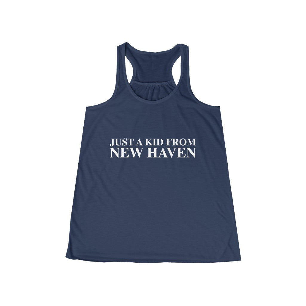 Just a kid from New Haven Women's Flowy Racerback Tank