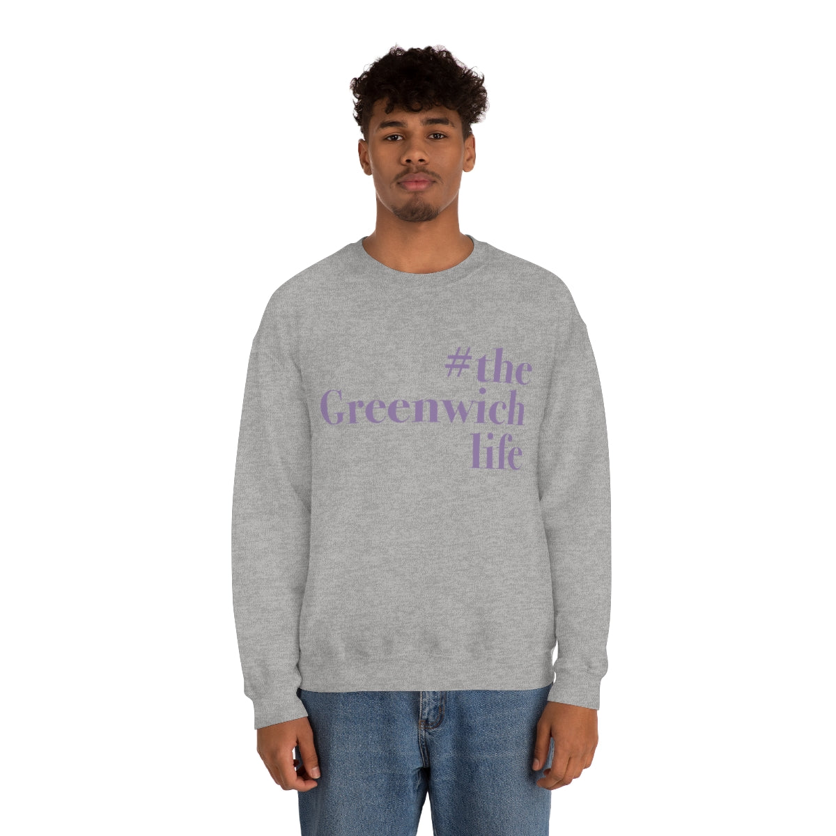 #thegreenwichlife Unisex Heavy Blend™ Crewneck Sweatshirt (purple print)