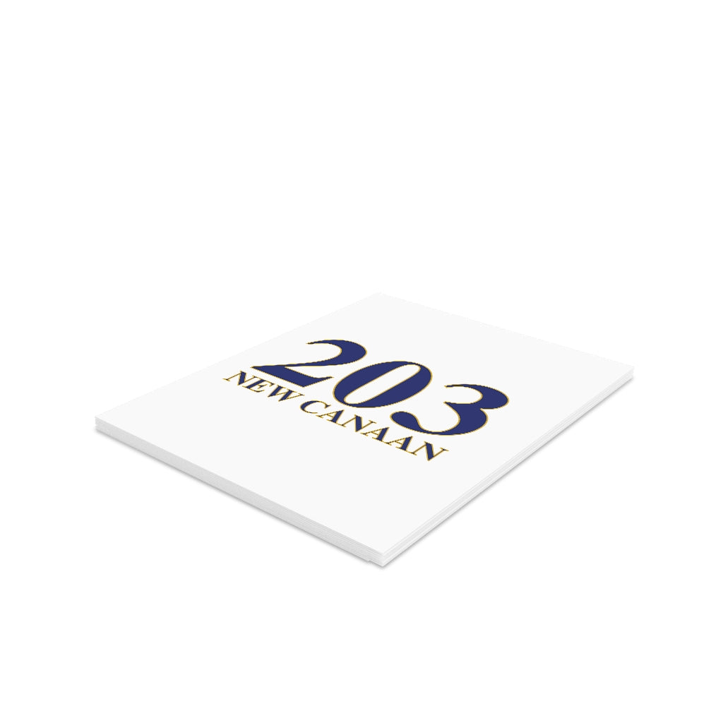 New Canaan 203 Connecticut Greeting Cards  The 203 New Canaan Collection. Show off New Canaan and Connecticut at the same time. Colors were inspired by the Connecticut state flag.   Proceeds help build Finding New Canaan and Finding Connecticut's brand. 