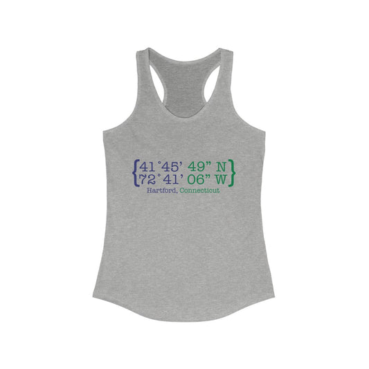 Hartford Coordinates Women's Ideal Racerback Tank  Proceeds help grow Finding Connecticut's website and brand.   Click here to return to our home page.