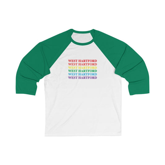 West Hartford Pride baseball tee.  West Hartford Connecticut tee shirts, hoodies sweatshirts, mugs, other apparel, home gifts, and souvenirs.  10% of the Proceeds of this collection will be donated to a Connecticut LGBTQ organization. Free USA shipping. 