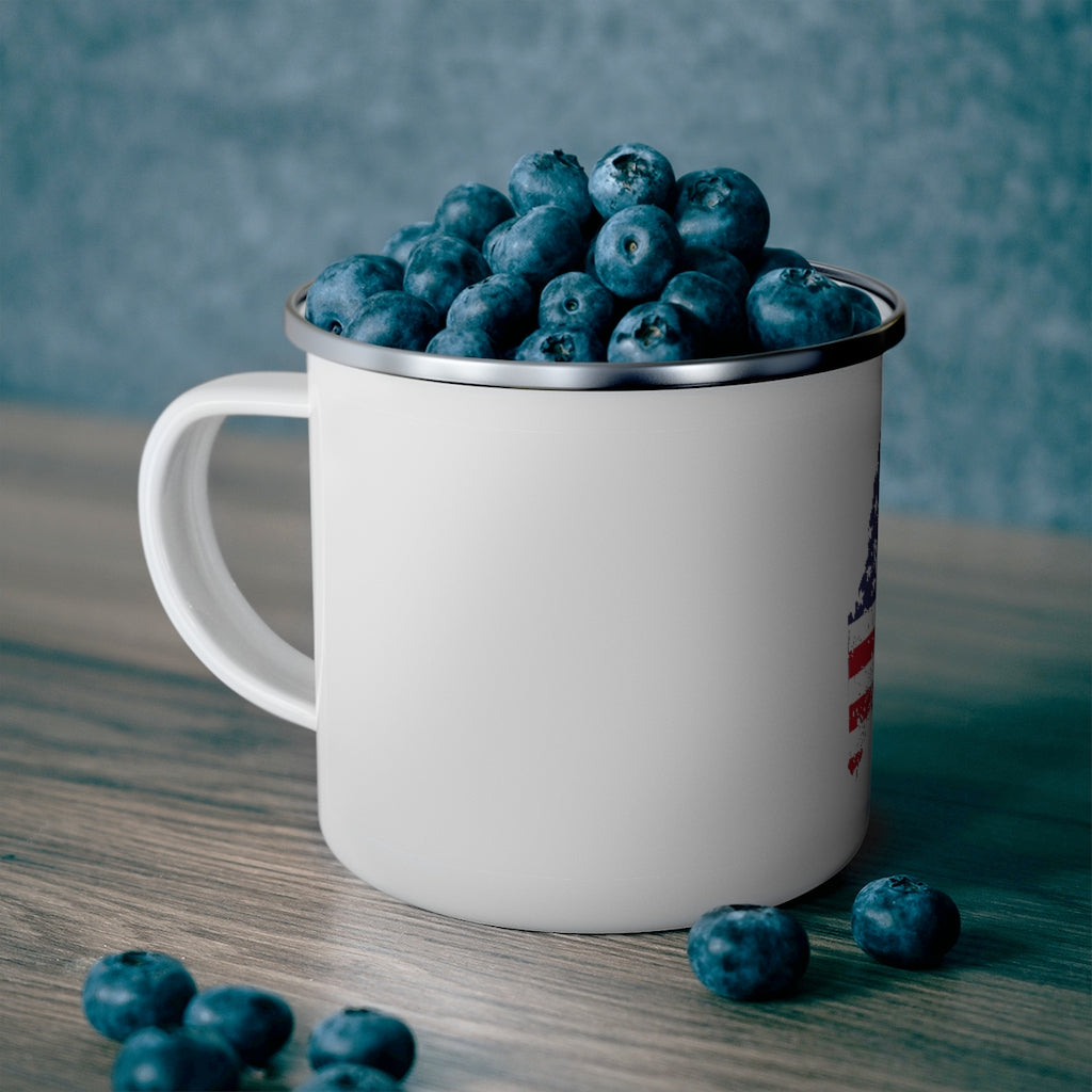 Maine American Flag Enamel Camping Mug