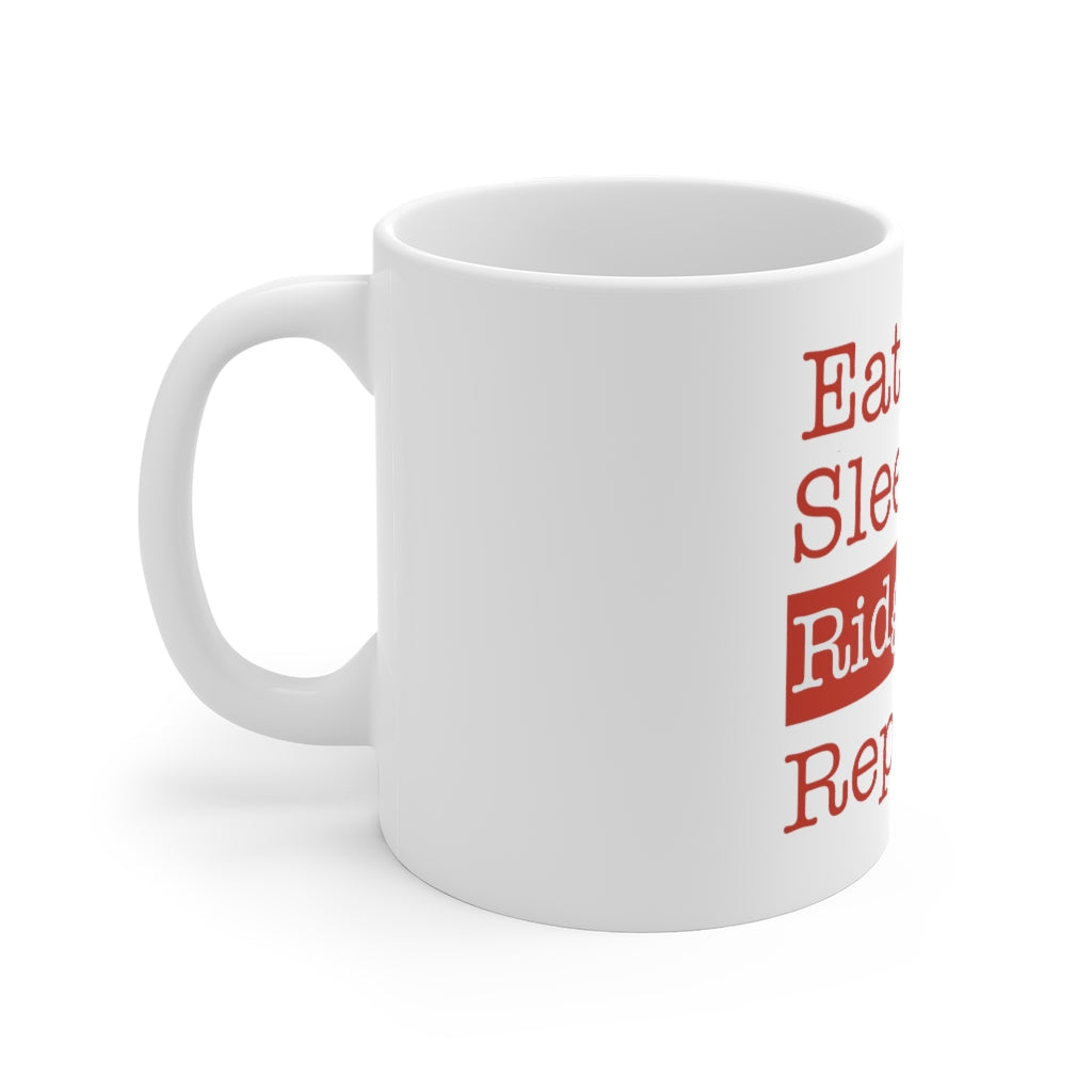 Eat. Sleep. Ridgefield. Repeat. White Ceramic Mug