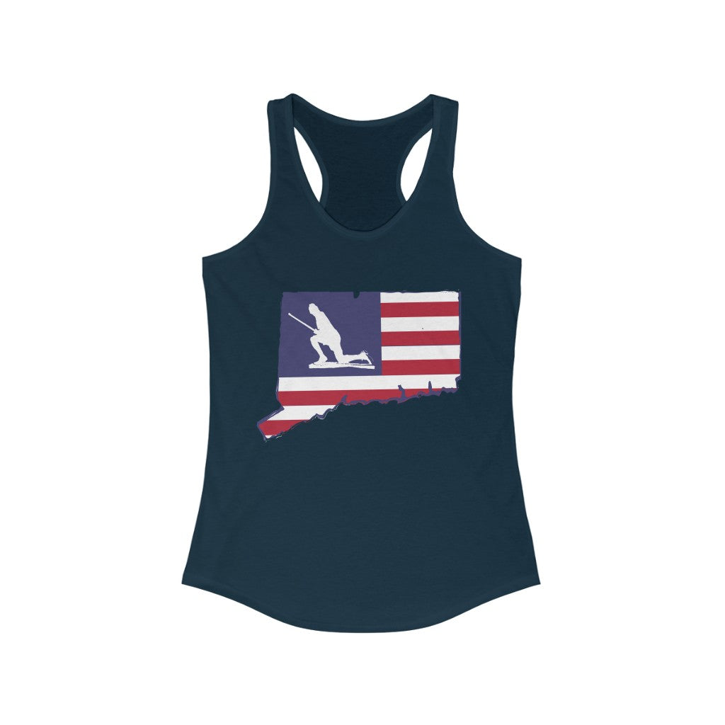 Minuteman Connecticut Flag Women's Ideal Racerback Tank