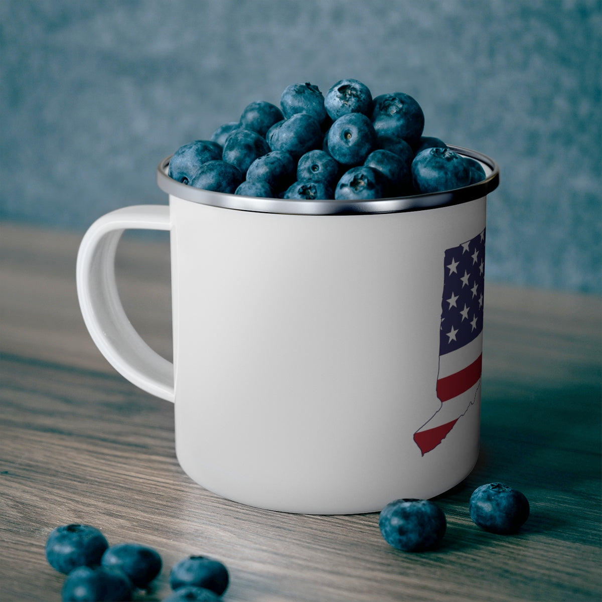 Connecticut American Flag Enamel Camping Mug