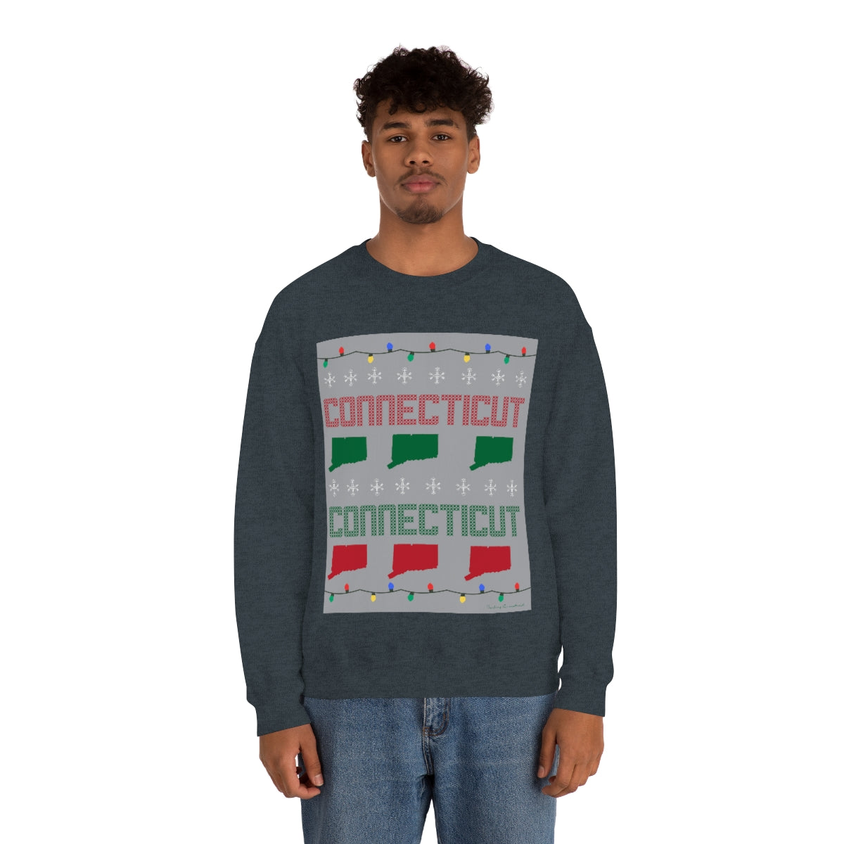 Connecticut Ugly Holiday Unisex Heavy Blend™ Crewneck Sweatshirt