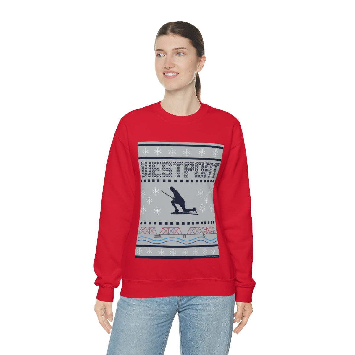 Westport Ugly Holiday Blue / White  Unisex Heavy Blend™ Crewneck Sweatshirt