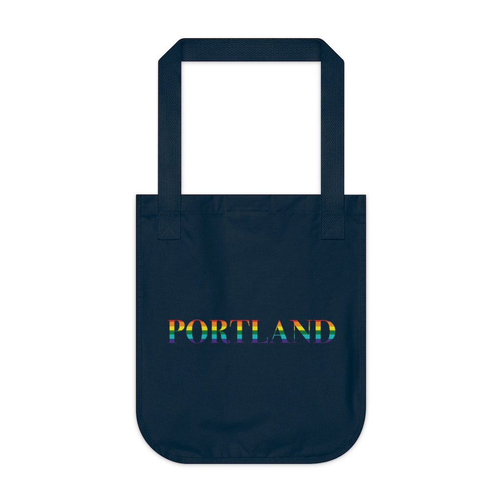 Portland Rainbow  Pride Organic Canvas Tote Bag