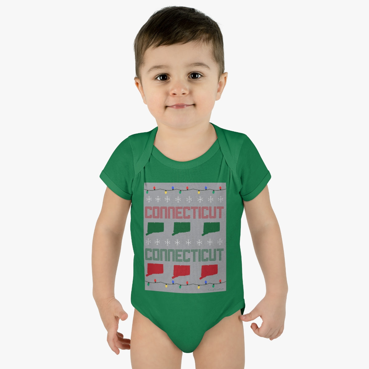 Connecticut Ugly Holiday Infant Baby Rib Bodysuit