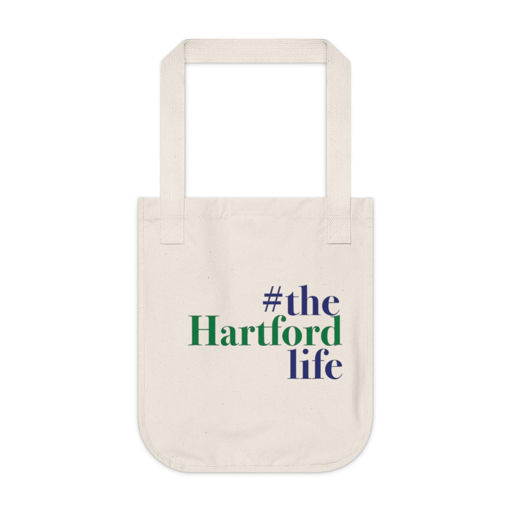 #thehartfordlife Organic Canvas Tote Bag  Proceeds help grow Finding Connecticut's website and brand.   Click here to go back to our home page. 