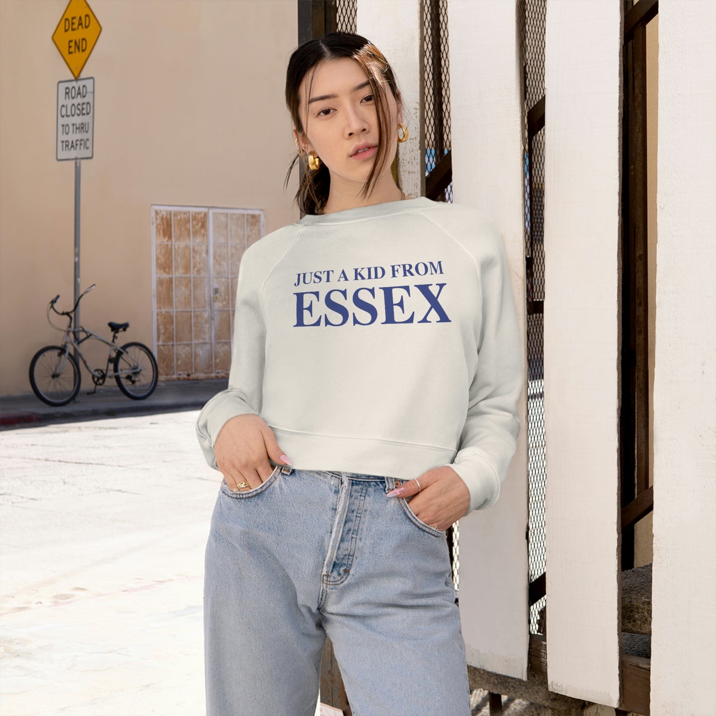 Just a kid from Essex Women's Cropped Fleece Pullover