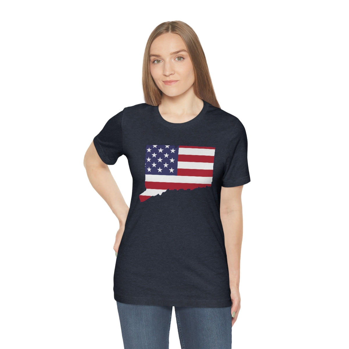 Connecticut American Flag Unisex Jersey Short Sleeve Tee