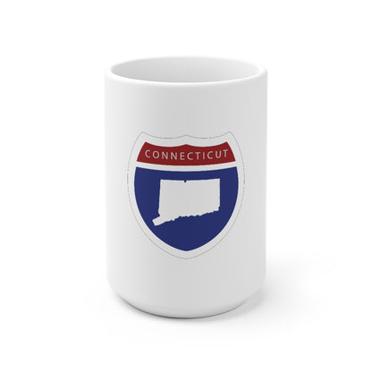 Connecticut Interstate White Ceramic Mug