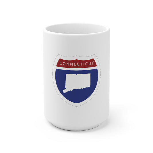 Connecticut Interstate White Ceramic Mug