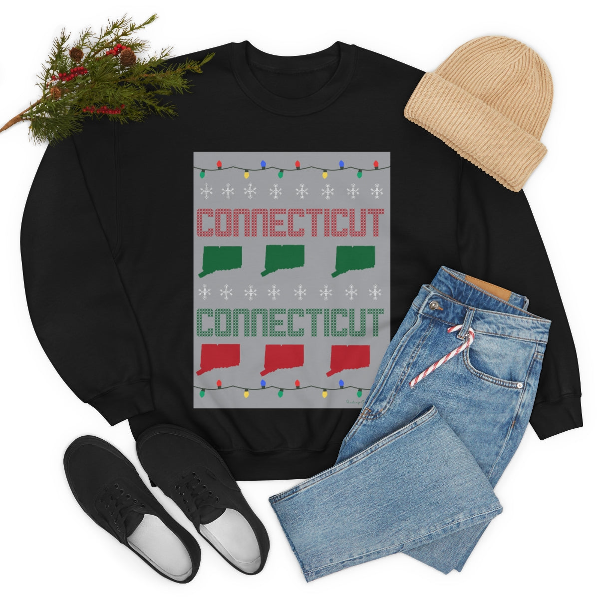 Connecticut Ugly Holiday Unisex Heavy Blend™ Crewneck Sweatshirt