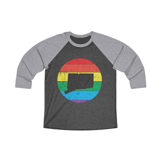 Connecticut Rainbow Unisex Tri-Blend 3/4 Raglan Tee