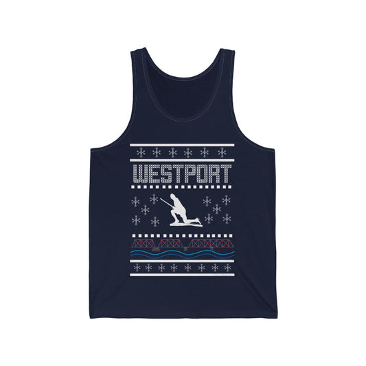 westport ct / connecticut ugly christmas sweater unisex tank top 