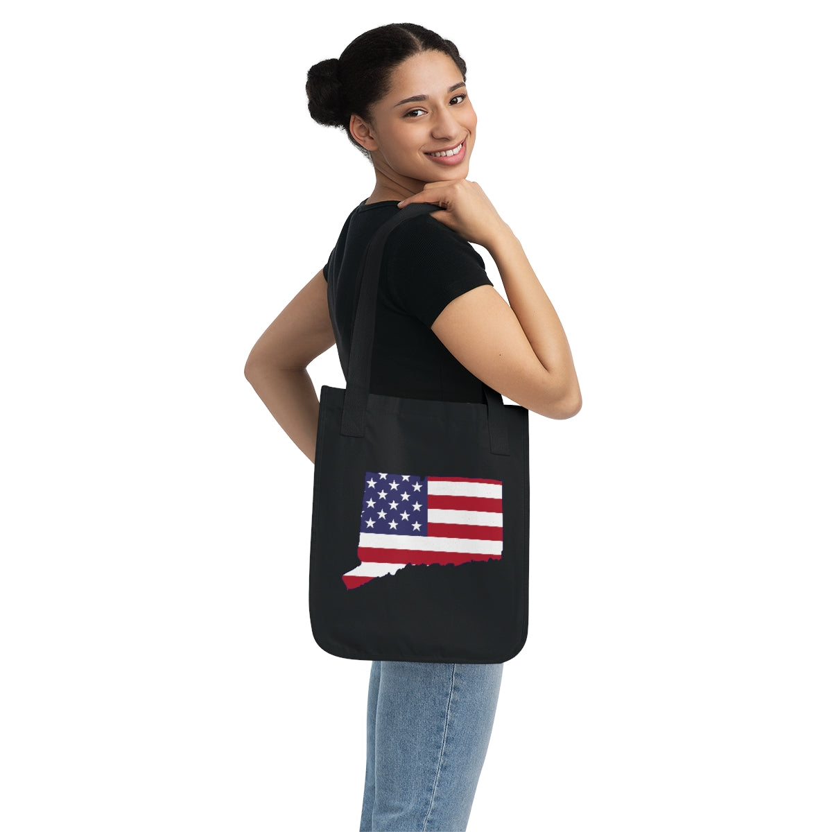 Ct / connecticut american flag tote bag