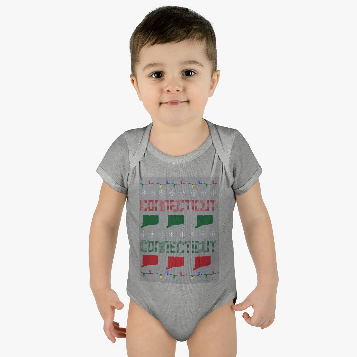 Connecticut Ugly Holiday Infant Baby Rib Bodysuit