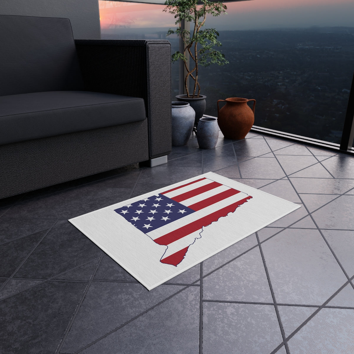 Connecticut American Flag Outdoor Rug