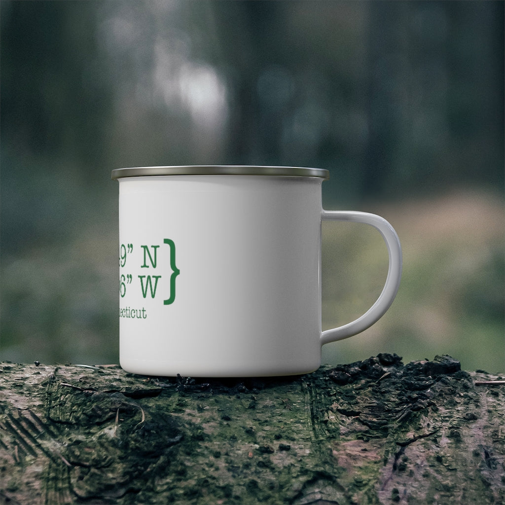 Hartford Coordinates Enamel Camping Mug  Proceeds help grow Finding Connecticut's website and brand.   Click here to return to our home page. 