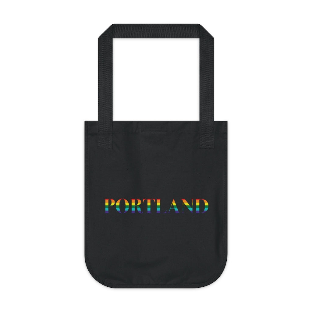 Portland Rainbow  Pride Organic Canvas Tote Bag