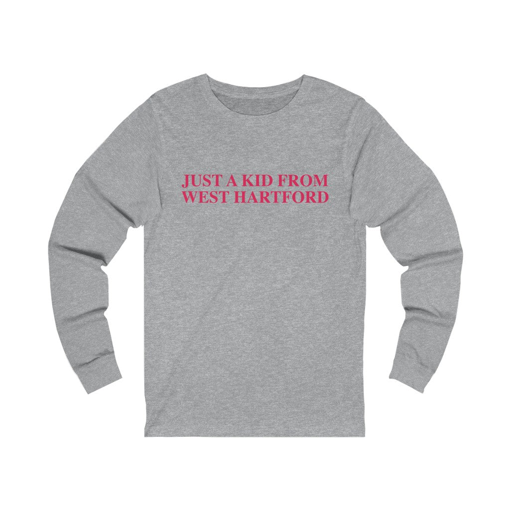 Just a kid from West Hartford long sleeve tee. West Hartford Connecticut tee shirts, hoodies sweatshirts, mugs, other apparel, home gifts, and souvenirs. Proceeds of this collection go to help Finding Connecticut’s brand. Free USA shipping. 