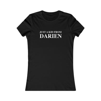 just a kid from darien womens tee shirt