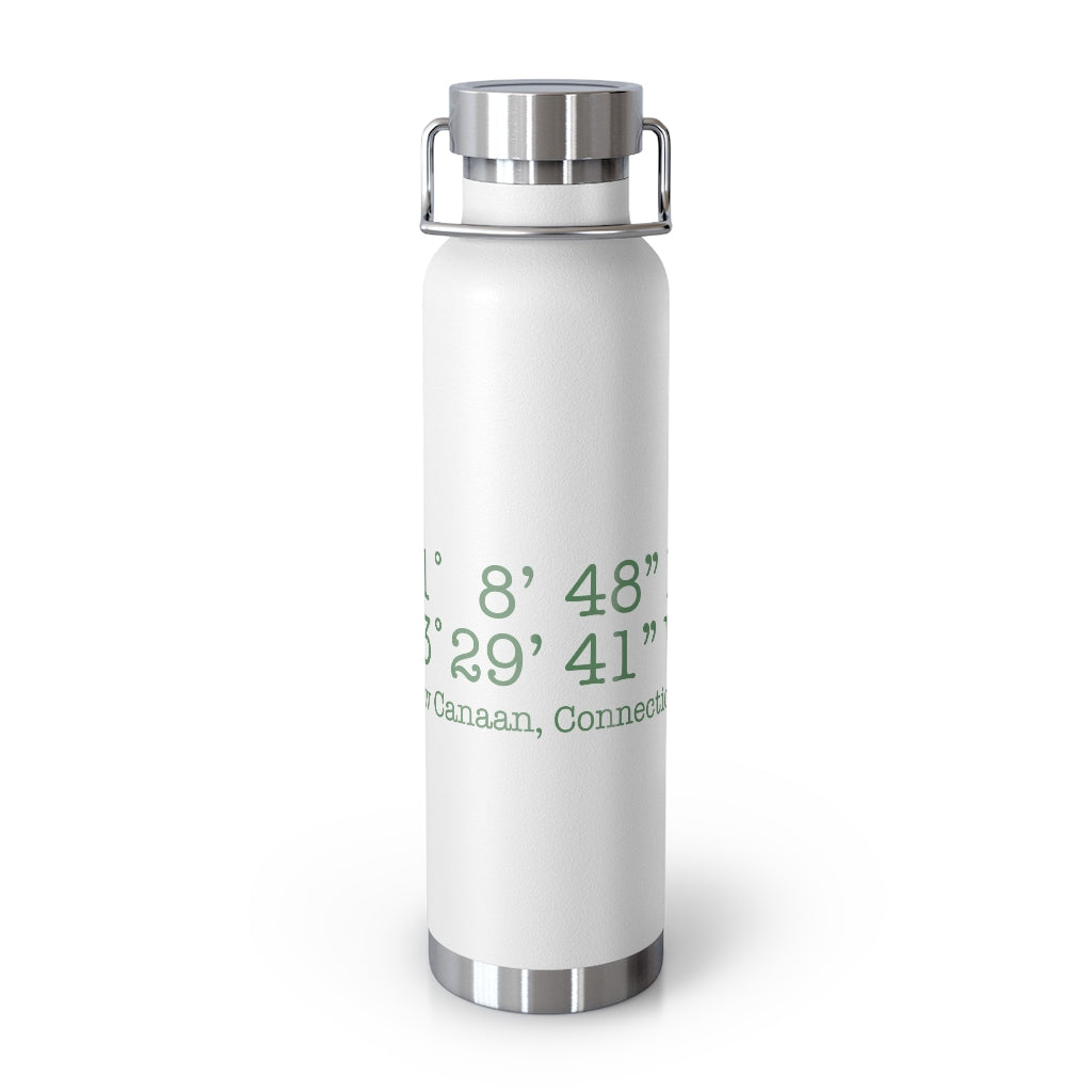 New Canaan Coordinates 22oz Vacuum Insulated Bottle  Does New Canaan, Connecticut always have a special place in your heart. The Coordinates collection marks the spot for the special place you have ties to.   Proceeds helps grow Finding New Canaan and Finding Connecticut's brand grow. 