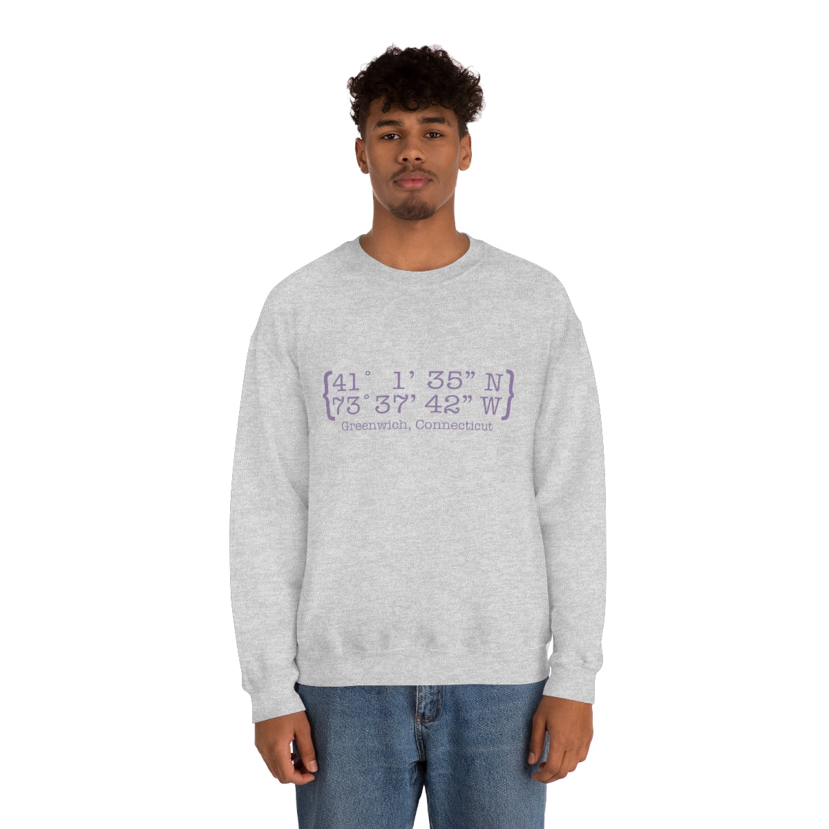 Greenwich Coordinates Unisex Heavy Blend™ Crewneck Sweatshirt - Purple Print