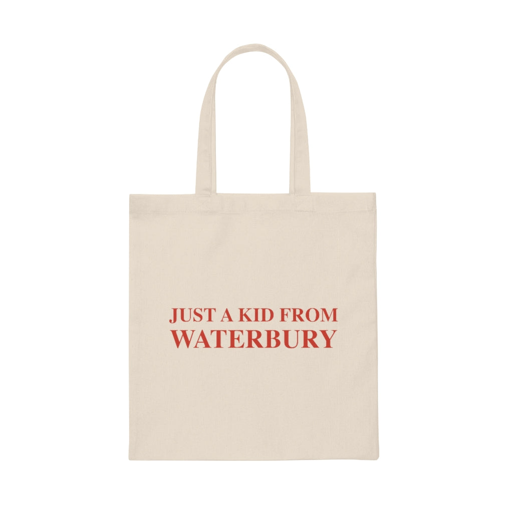 Just a kid from Waterbury Canvas Tote Bag