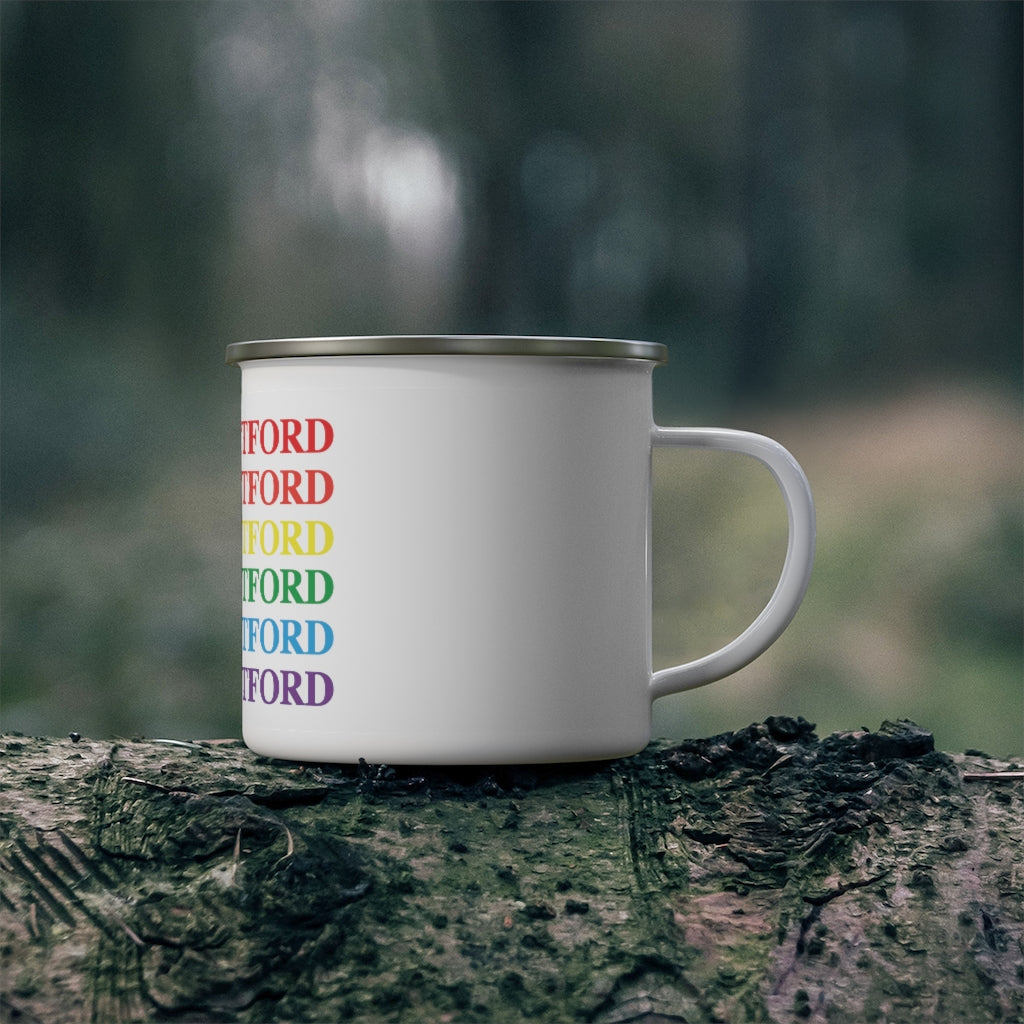 West Hartford Pride camping mug.  West Hartford Connecticut tee shirts, hoodies sweatshirts, mugs, other apparel, home gifts, and souvenirs.  10% of the Proceeds of this collection will be donated to a Connecticut LGBTQ organization. Free USA shipping. 