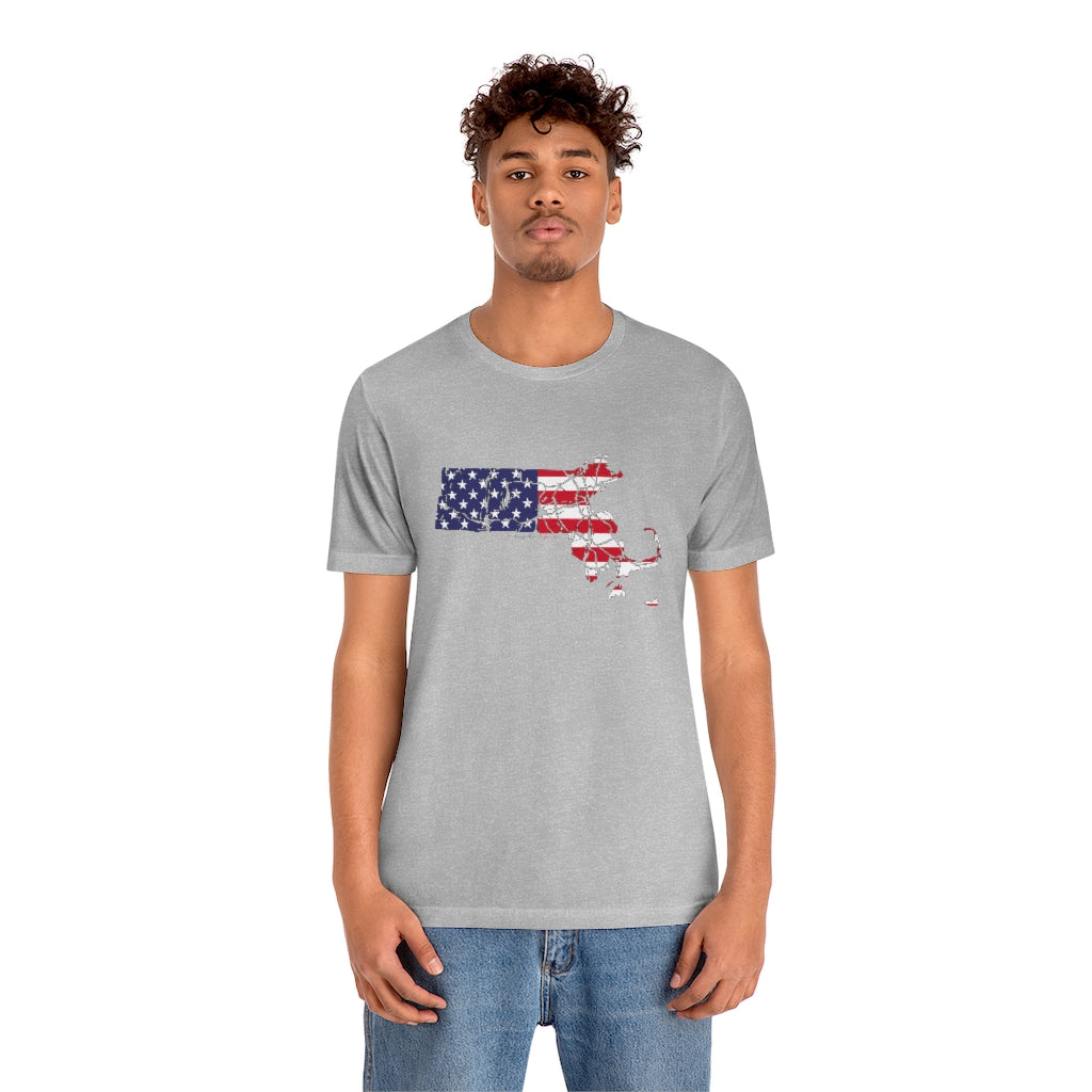 Massachusetts  American Flag collection has tee shirts, mugs, reusable bags, and other apparel and gifts. All proceeds goes to help build the Finding New England brand and get our website up and going. Free shipping on all products. 